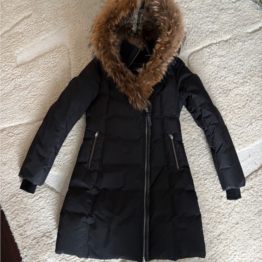 Mackage Black Fur-Trimmed Coat, Down Filled (Trish)